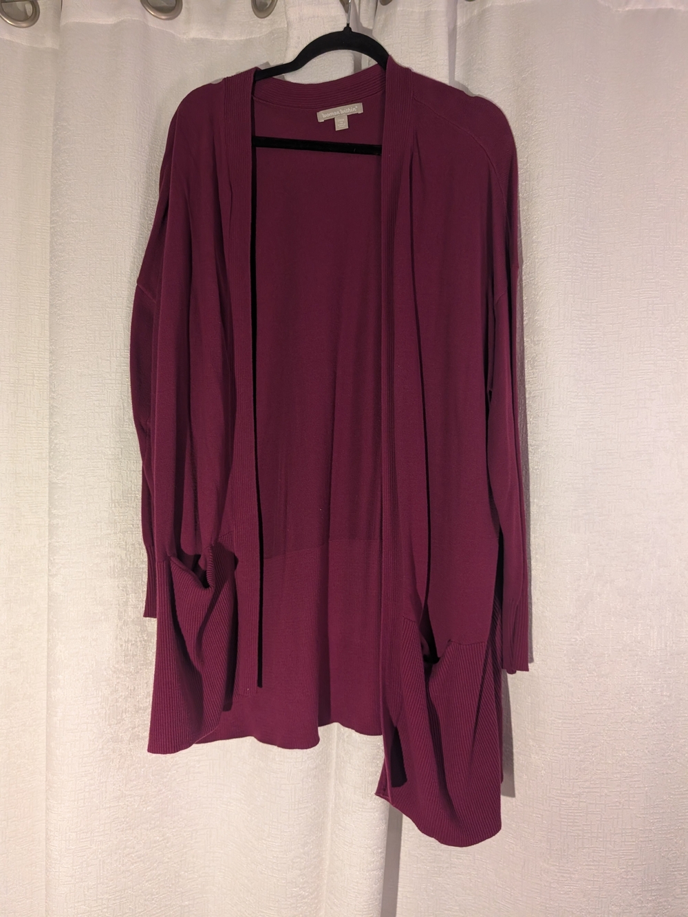 Woman within 1X Open-Front Women's Cardigan Sweater in Plum